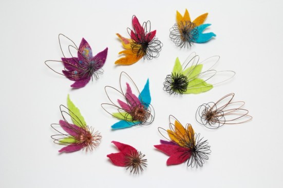 Felt and wire brooches